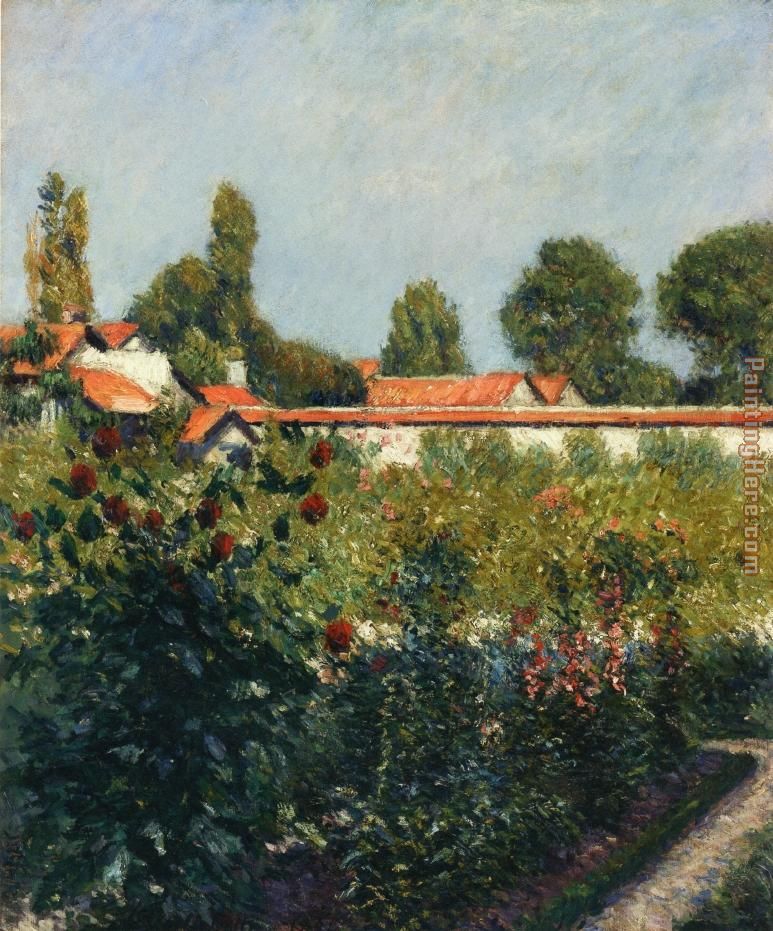 The Garden of Petit Gennevillers, the Pink Roofs painting - Gustave Caillebotte The Garden of Petit Gennevillers, the Pink Roofs art painting